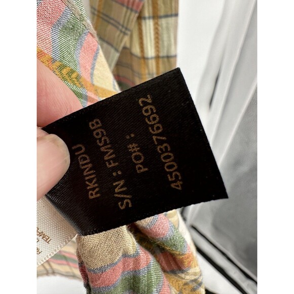 Frye Sz XL Mens Plaid Soft Flannel cotton ‎ Shirt Button Front Collar  Blue Gold - Picture 7 of 10